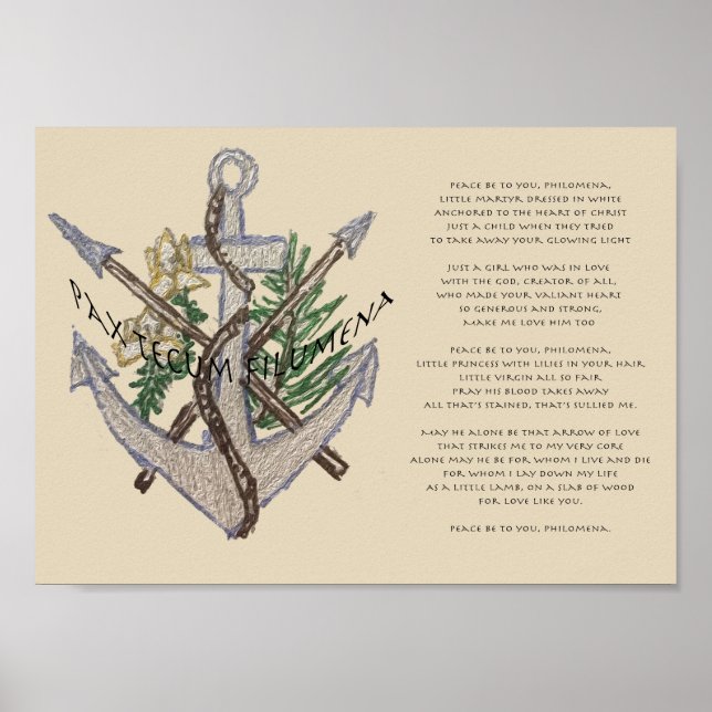 Pax Tecum Filumena mit Gedicht Poster (Vorne)