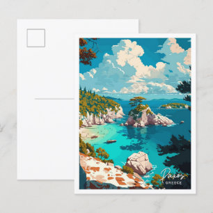 Paxos Griechenland Reisen Vintage Illustration Postkarte