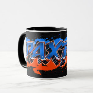 Paxton Vorname Name Graffiti blue orange Tasse