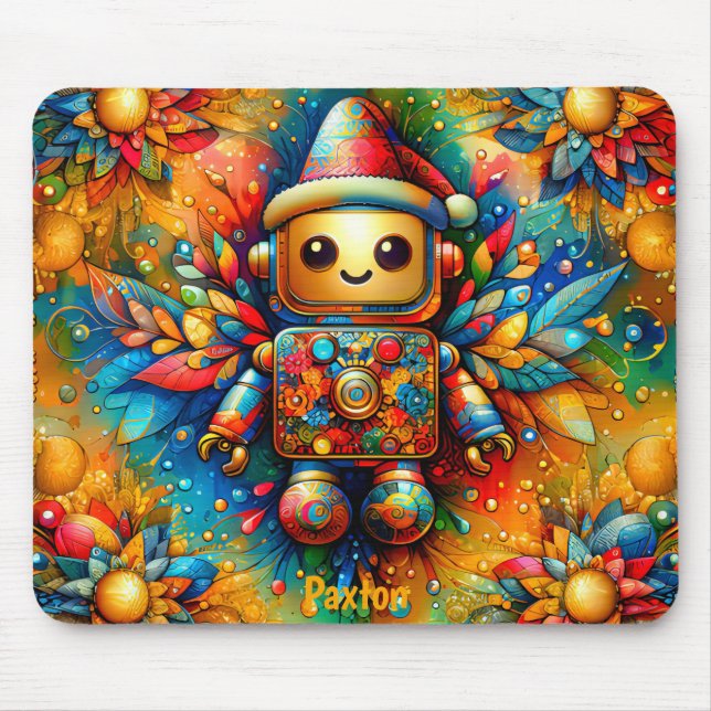 PAXTON ~ Zany ROBOT Weihnachten Mousepad (Vorne)