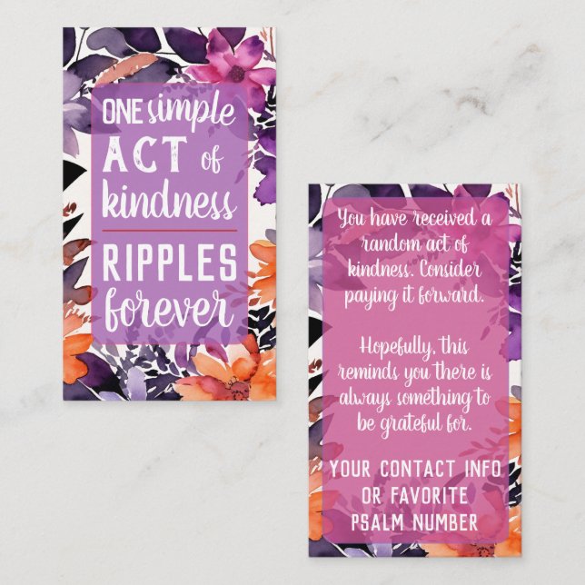 Pay it Forward Random Act Kindness Stargazer Lily Visitenkarte (Vorne/Hinten)