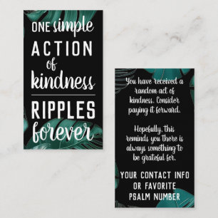 Pay it Forward Random Act of Kindness Dschungel Visitenkarte