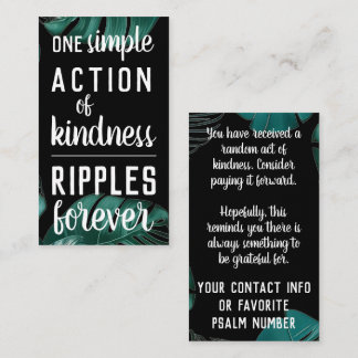 Pay it Forward Random Act of Kindness Dschungel Visitenkarte