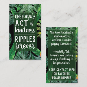 Pay it Forward Random Act of Kindness Tropics Visitenkarte