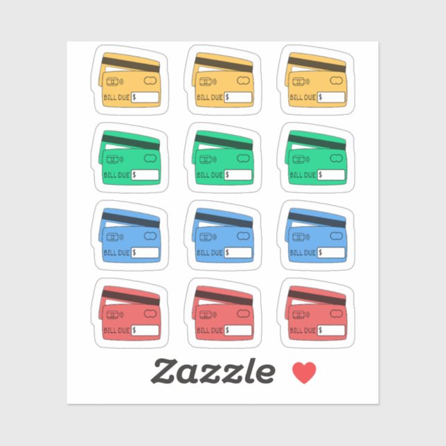 Pay-Kredit-Karten Bezahlplaner Erinnerung Aufkleber (Blatt)