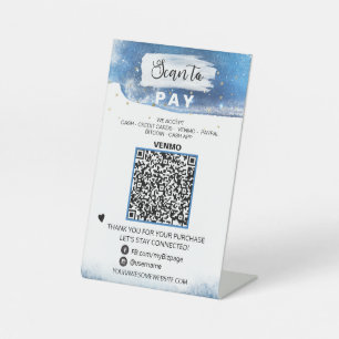 *~* PAY QR Code Tabletop Tabelle Zehntelschild Sockelschild