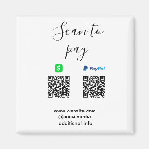 Paypal Cashapp Scan zum Bezahlen QR Firmenname hin Magnet