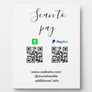 Paypal Cashapp Scan zum Bezahlen QR Geschäftsname Fotoplatte