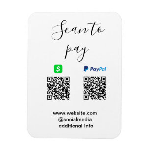 Paypal Cashapp Scan zum Bezahlen QR Geschäftsname Magnet