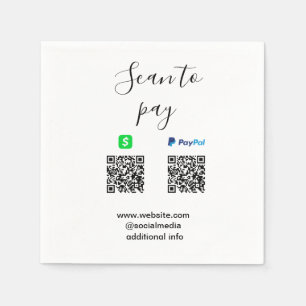 Paypal Cashapp Scan zum Bezahlen QR Geschäftsname Serviette