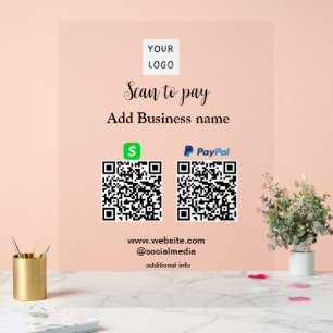 Paypal Cashapp Scan zur Zahlung von QR Name hinzuf Acrylschild