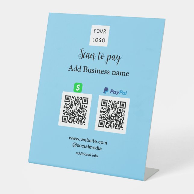 Paypal Cashapp Scan zur Zahlung von QR Name hinzuf Sockelschild (Vorderseite)