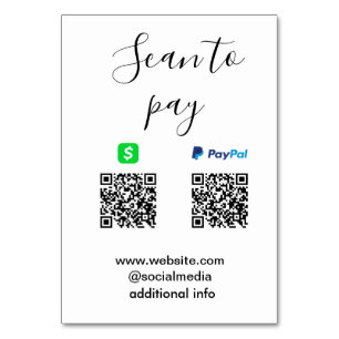 Paypal Cashapp scannen zum Bezahlen QR Geschäftsna Tischnummer