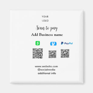 Paypal Cashapp Venmo-Scan zum Bezahlen QR-Geschäft Magnet