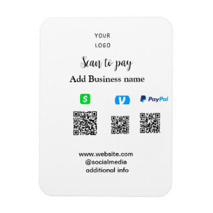Paypal Cashapp Venmo-Scan zum Bezahlen QR-Geschäft Magnet