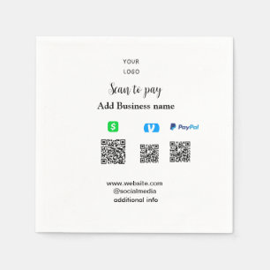 Paypal Cashapp Venmo-Scan zum Bezahlen QR-Geschäft Serviette