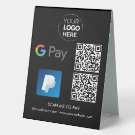 Paypal G Pay QR Code Zahlung | Scannen, um schwarz Tischaufsteller