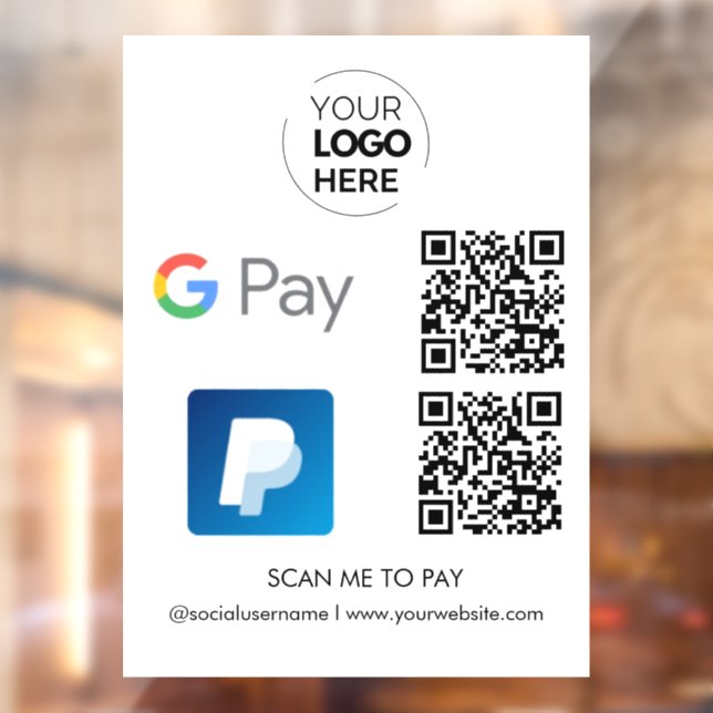 Paypal Google Pay QR Code Zahlung | Zur Bezahlung  Fensteraufkleber (Blatt 2)