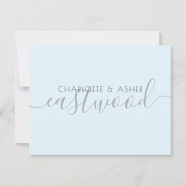 Paypal Name Pastel Blue Wedding Monogram Note Card Mitteilungskarte (Vorderseite)