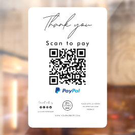 PayPal QR Code Logo Scan zu bezahlen Vielen Dank Fensteraufkleber