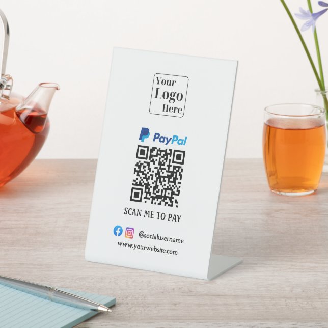 Paypal QR Code Pedestal-Zeichen für Ihr Unternehme Sockelschild (In SItu)