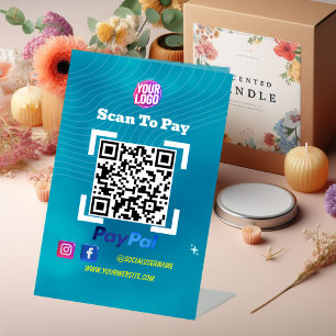 PayPal QR Code Zahlung Scan to Pay Business Logo Sockelschild
