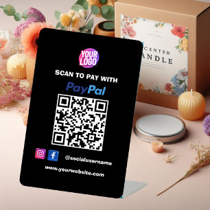 PayPal QR Code Zahlung Scan to Pay Business Logo Sockelschild