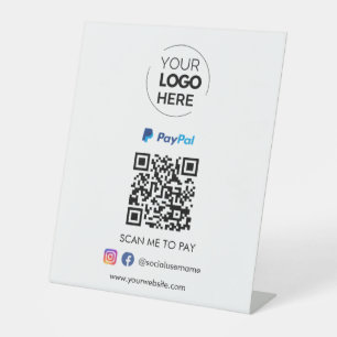 Paypal QR Code Zahlung Scan to Pay Business Logo Sockelschild