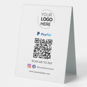 Paypal QR Code Zahlung Scan to Pay Business Logo Tischaufsteller