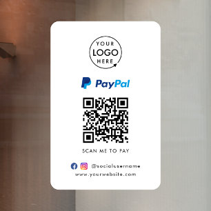 Paypal QR Code Zahlung Scanne zum Bezahlen Firme Fensteraufkleber