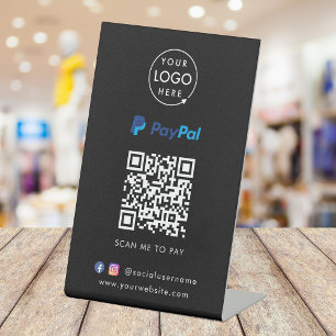 Paypal QR Code Zahlung Schwarze Logos scannen, u Sockelschild