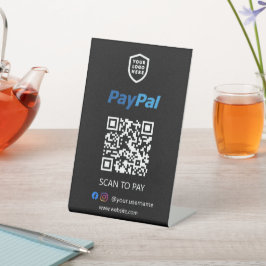 Paypal QR Code Zahlung | Schwarzer Scan zu bezahle Sockelschild