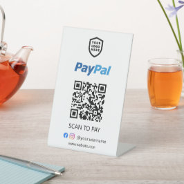 Paypal QR Code Zahlung | Weißer Scan zu bezahlen Sockelschild