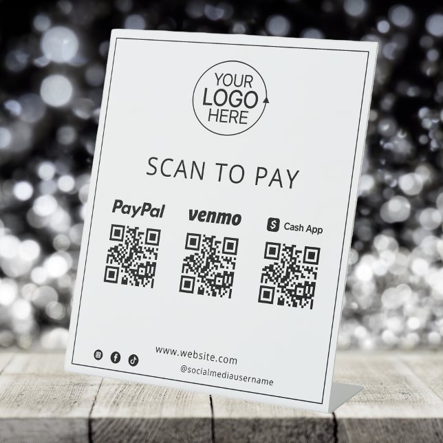 PayPal Venmo Cash App Black Icons Mobile Payment Sockelschild (PayPal Venmo Cash App Black Icons Mobile Payment Pedestal Sign)