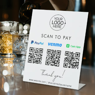 PayPal Venmo Cash App QR Code Payment Add-Logo Sockelschild