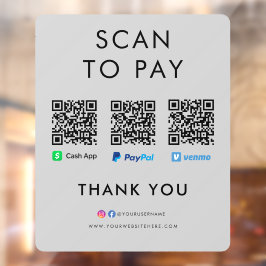 Paypal Venmo Cash App Scan zur Bezahlung QR Code g Fensteraufkleber