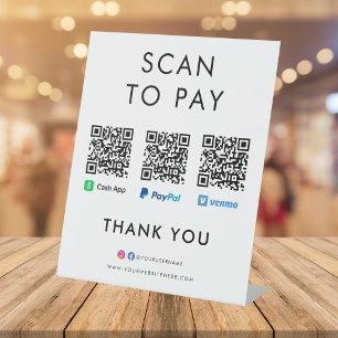 Paypal Venmo Cash App Scan zur Bezahlung von QR Co Sockelschild