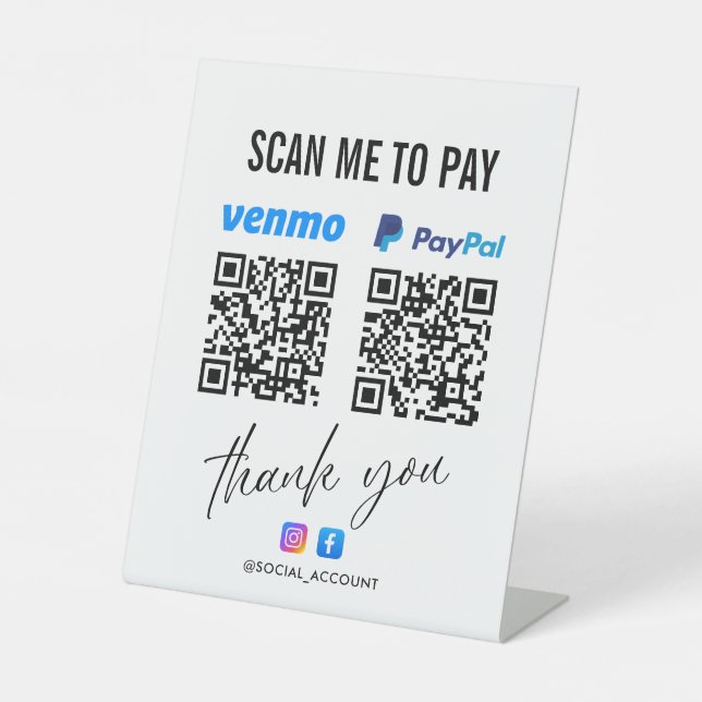 PAYPAL VENMO QR CODE SCAN ZU BEZAHLEN DANK SOCKELSCHILD (Vorderseite)