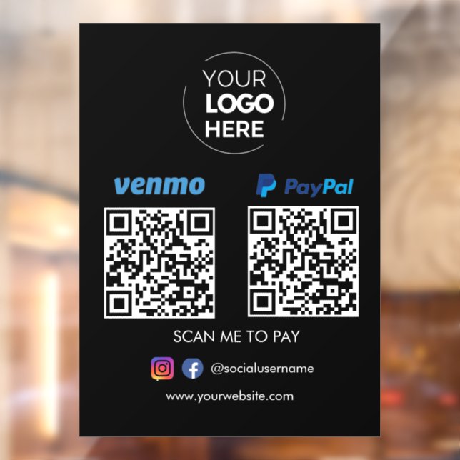 Paypal Venmo QR Code Zahlung | Scannen, um schwarz Fensteraufkleber (Blatt 2)