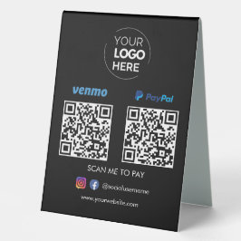 Paypal Venmo QR Code Zahlung | Scannen, um schwarz Tischaufsteller