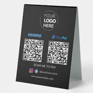 Paypal Venmo QR Code Zahlung Scannen, um schwarz Tischaufsteller