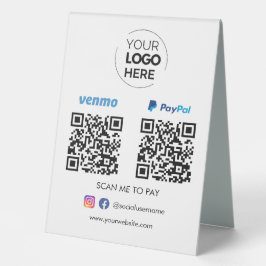 Paypal Venmo QR Code Zahlung | Zur Bezahlung scann Tischaufsteller