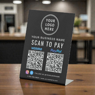 Paypal Venmo QR-Codes Scannen zum Bezahlen Logo Sc Sockelschild