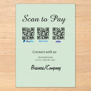 PayPal Venmo Visa Karte Scannen zum Bezahlen QR So Acryleinladungen