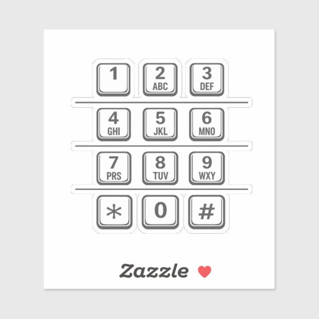 Payphone/ATM Numbers Keypad Illustration (Gray) Aufkleber (Blatt)