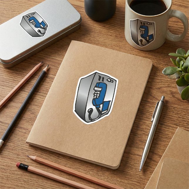 Payphone Blue Telefon Quadratischer Aufkleber (Von Creator hochgeladen)