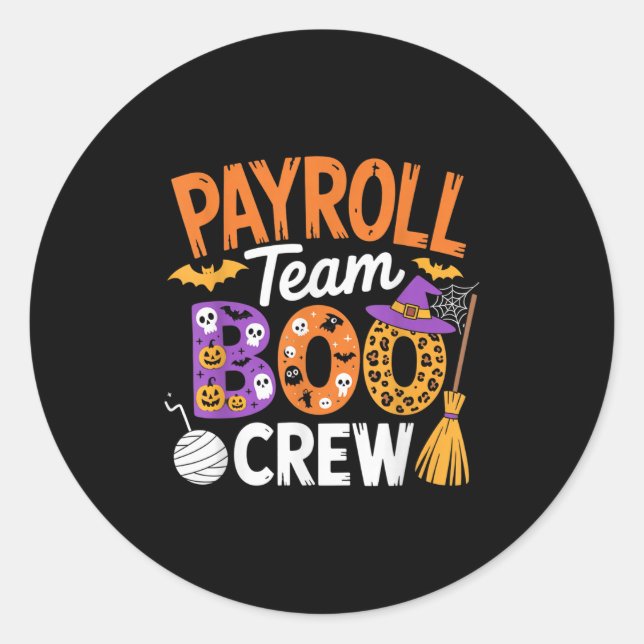 Payroll Team Boo Crew Halloween Matching Soky Outf Runder Aufkleber (Vorderseite)