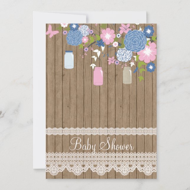 Pays Baby shower rustique Invitation (Devant)