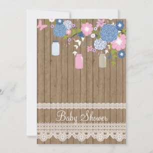 Pays Baby shower rustique Invitation