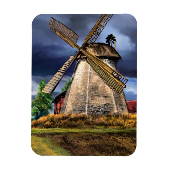 Pays-Bas Windmill Paysage Magnet (Vertical)